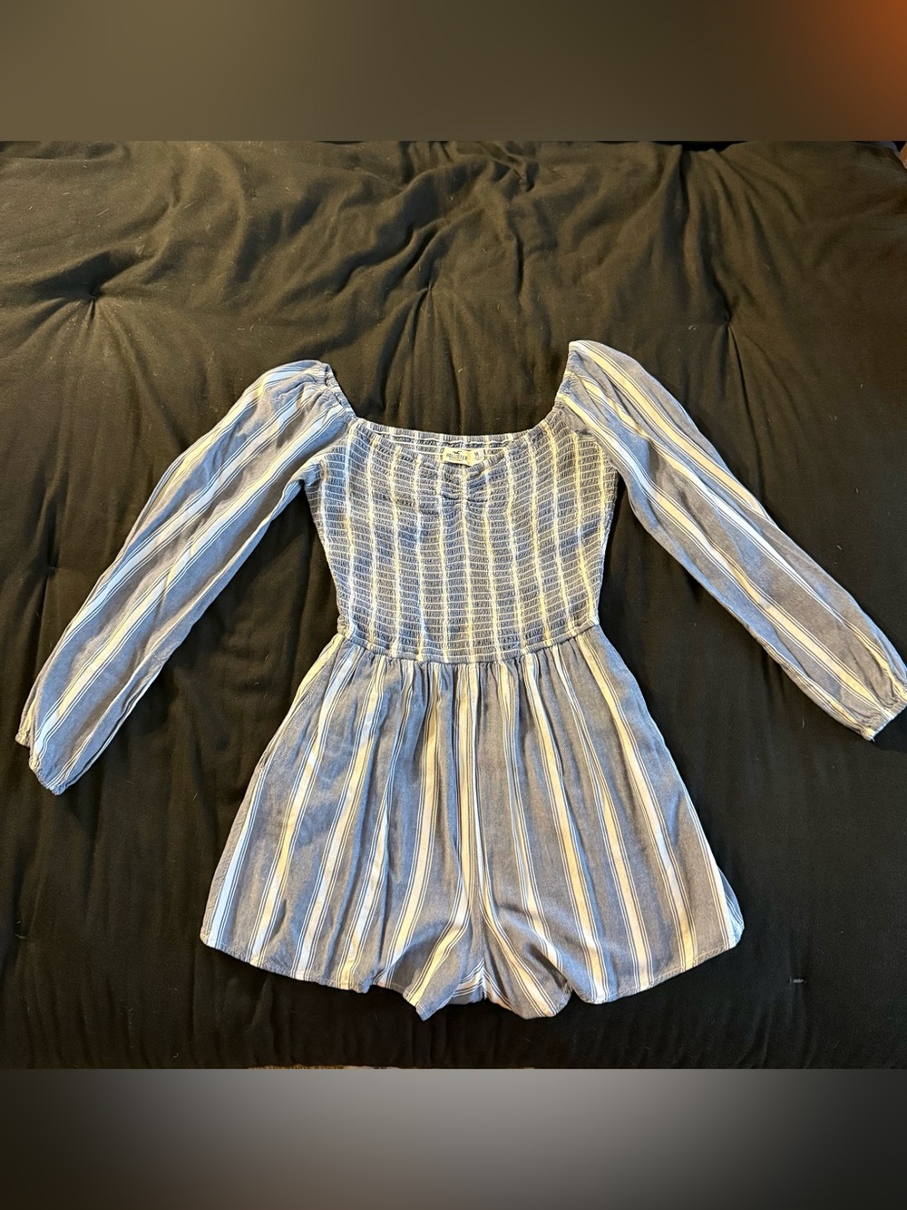 Blue striped romper